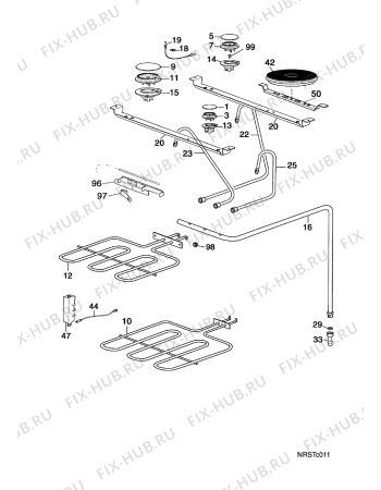 Взрыв-схема плиты (духовки) Faure CMP6983W1 P.STA.3+1 - Схема узла Electrical equipment